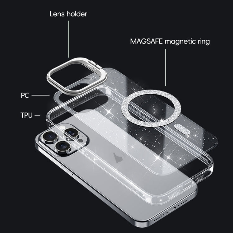 For iPhone 12 Shiny Shield MagSafe Lens Holder Phone Case