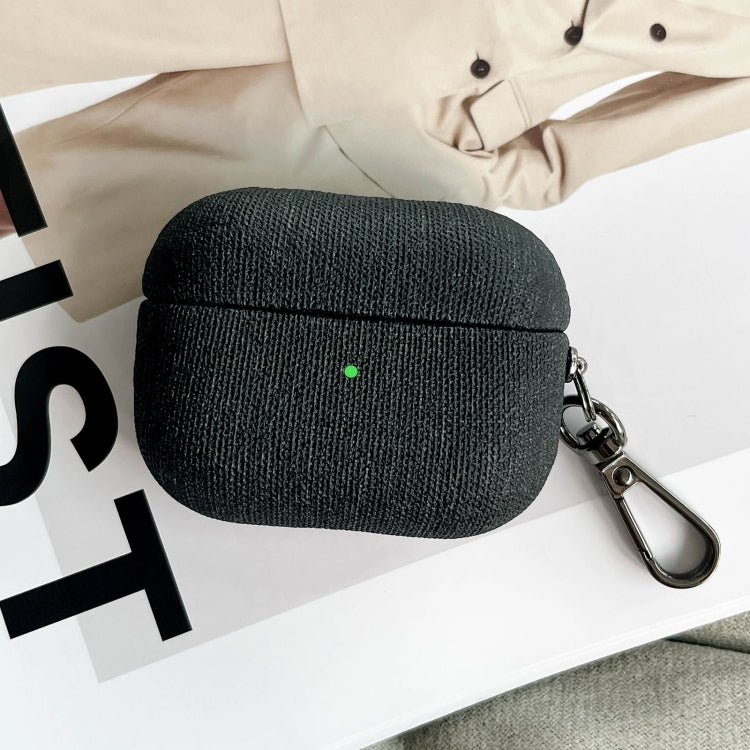 For AirPods 4 Fine Cloth Texture Earbuds Box PC Case with Hook