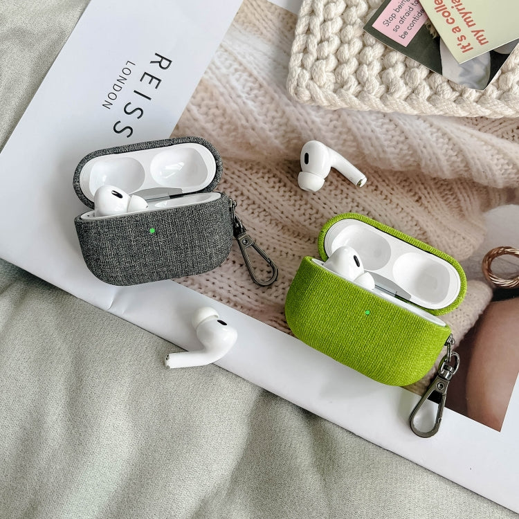 For AirPods Pro 2 Fine Cloth Texture Earbuds Box PC Case with Hook