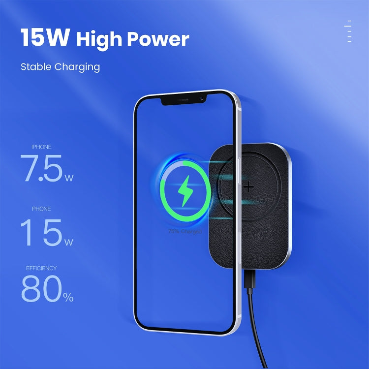 CW12 15W Max QI Standard Magnetic Wireless Charging Car Holder - Black