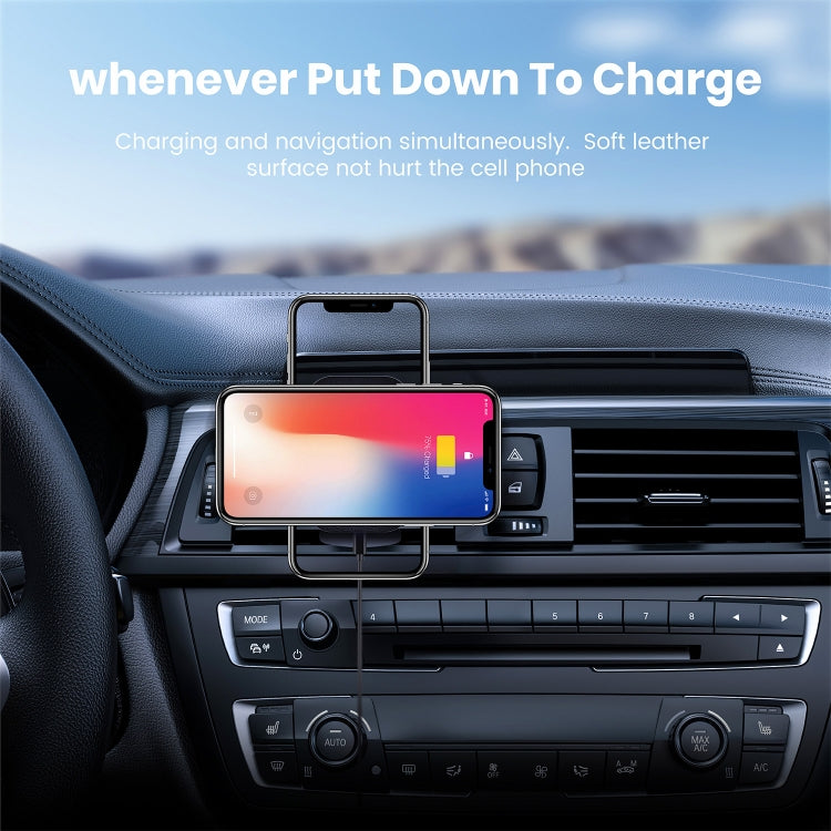 CW12 15W Max QI Standard Magnetic Wireless Charging Car Holder - Black
