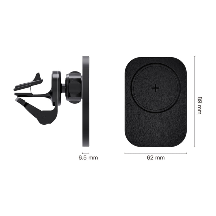 CW12 15W Max QI Standard Magnetic Wireless Charging Car Holder - Black
