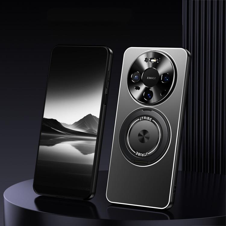 For Huawei Mate 80 Rotating Holder Frosted Metal Phone Case