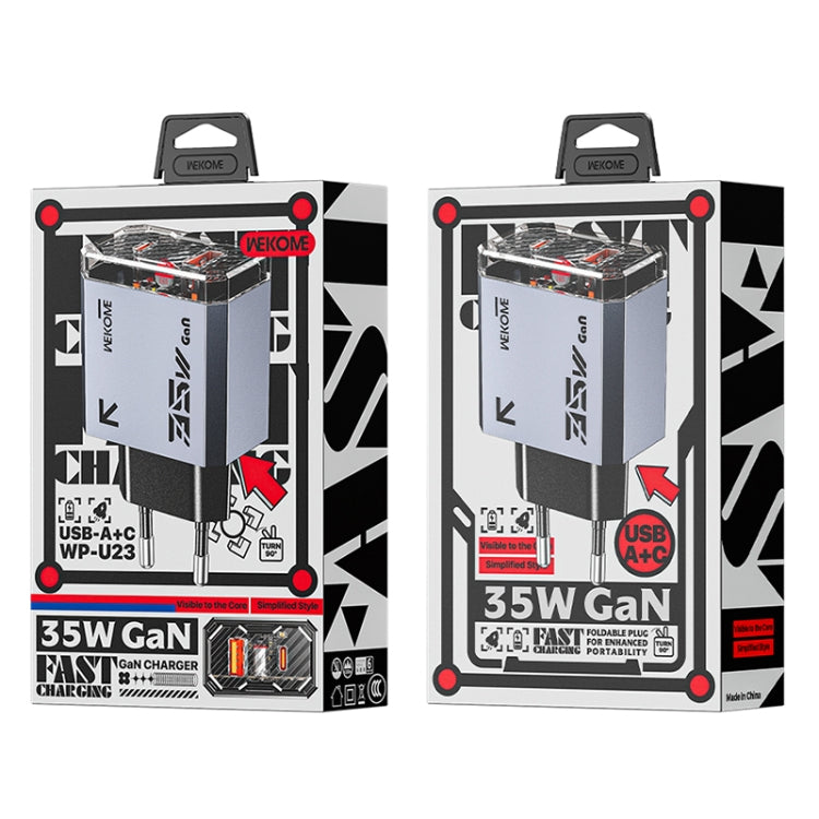 WK WP-U23 Pioneer Series 35W USB-C / Type-C, USB GaN Fast Charger, Plug Type:EU Plug - Tarnish