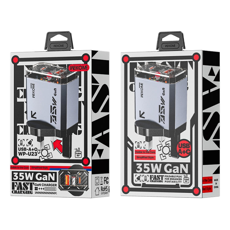 WK WP-U23 Pioneer Series 35W USB-C / Type-C, USB GaN Fast Charger, Plug Type:UK Plug - Tarnish