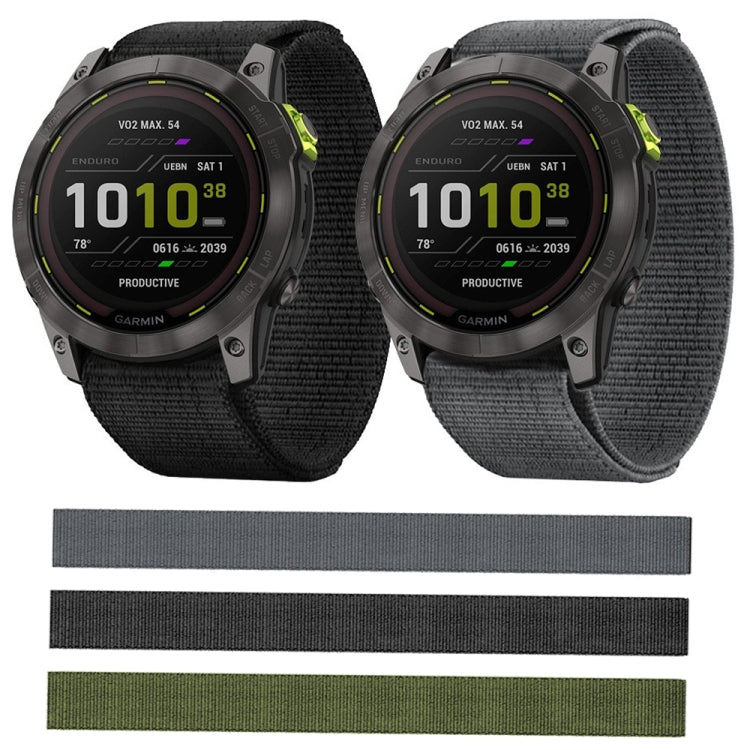 For Garmin Fenix 8 AMOLED 47mm Knitted Nylon Hook And Loop Fastener Watch Band