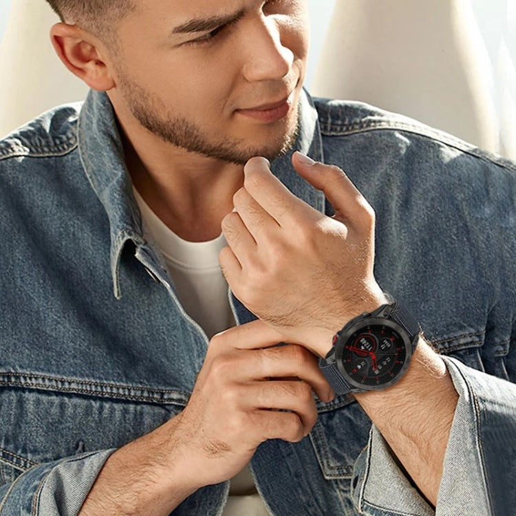 For Garmin Fenix 8 AMOLED 47mm Knitted Nylon Hook And Loop Fastener Watch Band