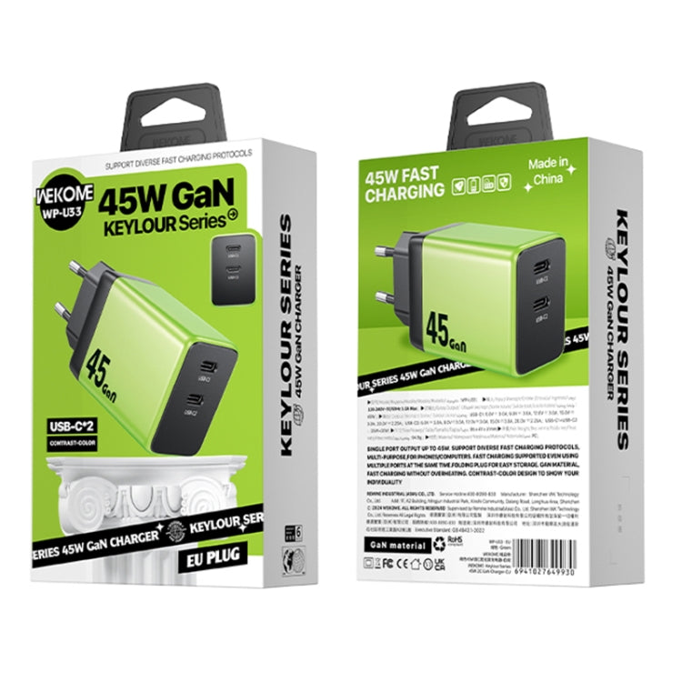 WK WP-U33 45W USB-C / Type-Cx2 GaN Fast Charger, Plug Type:EU Plug