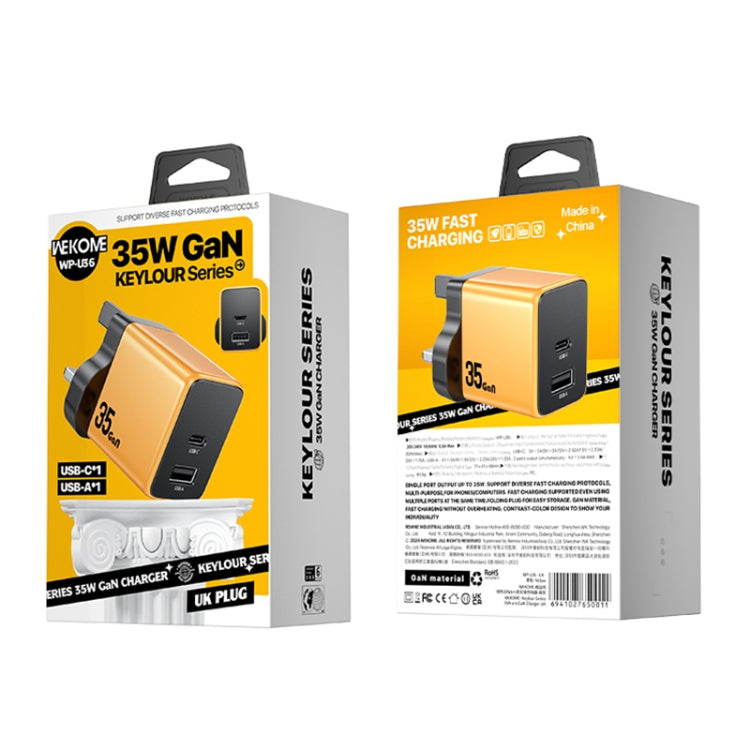 WK WP-U36 35W USB-C / Type-C, USB GaN Fast Charger, Plug Type:UK Plug