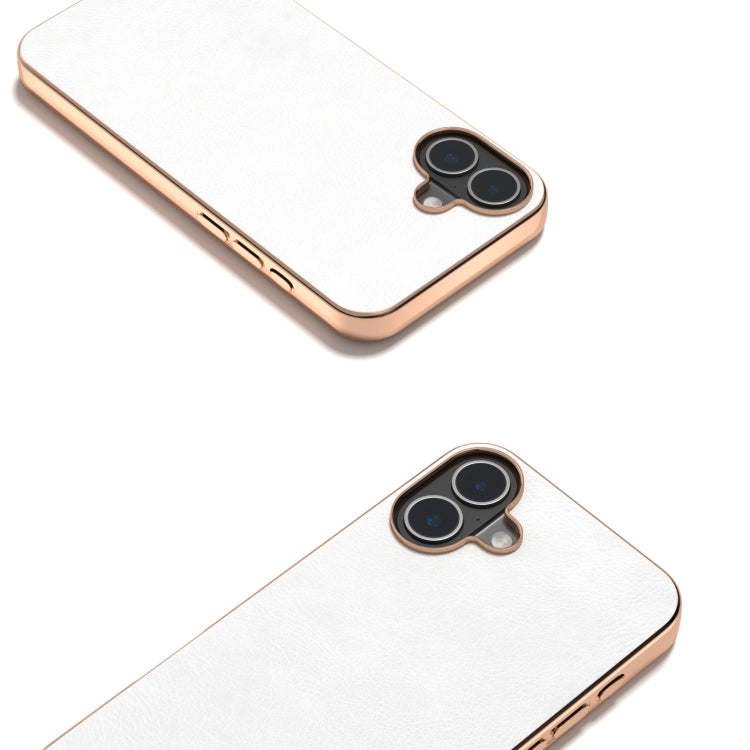 For iPhone 16 Nano Electroplating Dual Color Lichi Texture PU Phone Case