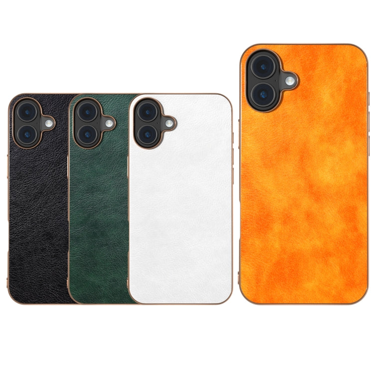 For iPhone 16 Nano Electroplating Dual Color Lichi Texture PU Phone Case