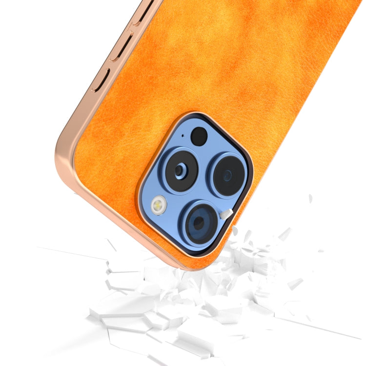 For iPhone 16 Pro Nano Electroplating Dual Color Lichi Texture PU Phone Case