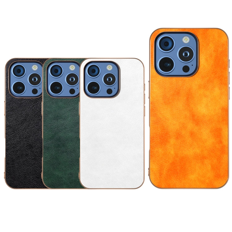 For iPhone 16 Pro Nano Electroplating Dual Color Lichi Texture PU Phone Case