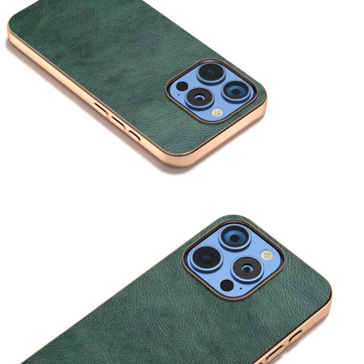 For iPhone 16 Pro Max Nano Electroplating Dual Color Lichi Texture PU Phone Case