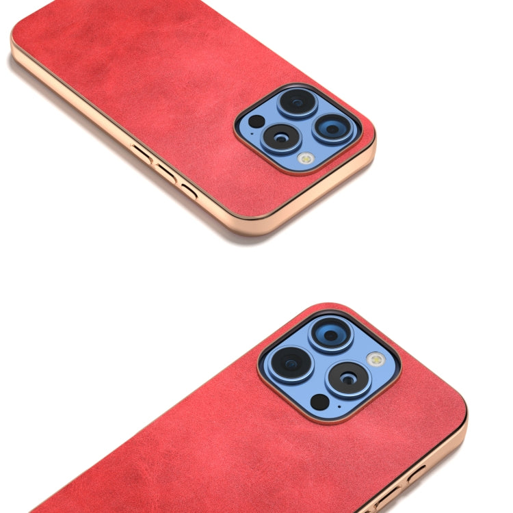 For iPhone 16 Pro Nano Electroplating Dual Color Cowhide Texture Protective Phone Case