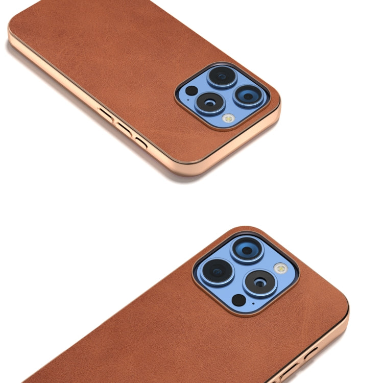 For iPhone 16 Pro Nano Electroplating Dual Color Cowhide Texture Protective Phone Case