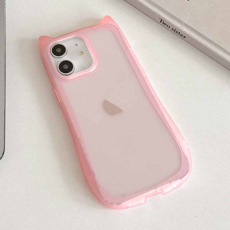 For iPhone 11 Frosted Transparent Cat Head TPU Phone Case