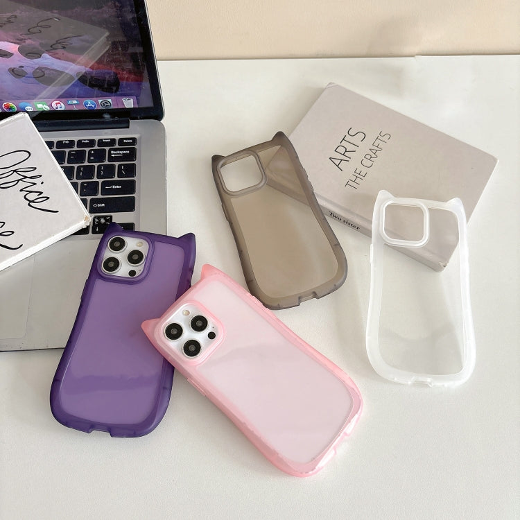 For iPhone 11 Frosted Transparent Cat Head TPU Phone Case