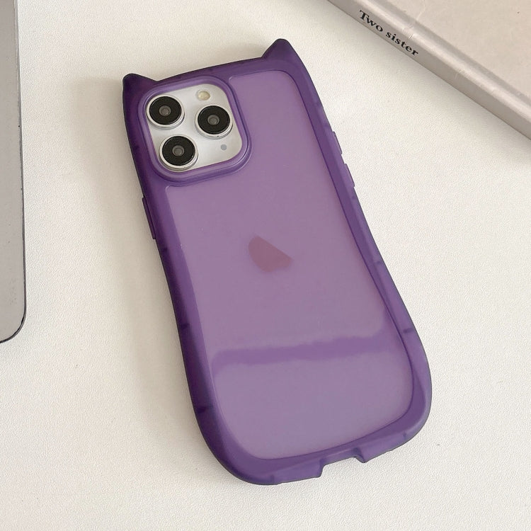 For iPhone 11 Pro Frosted Transparent Cat Head TPU Phone Case