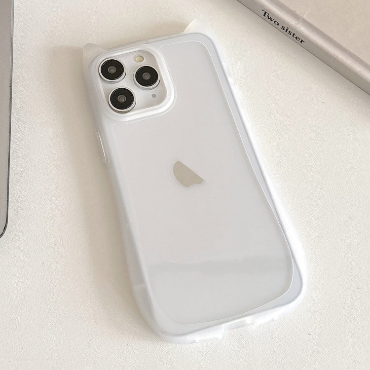 For iPhone 11 Pro Frosted Transparent Cat Head TPU Phone Case