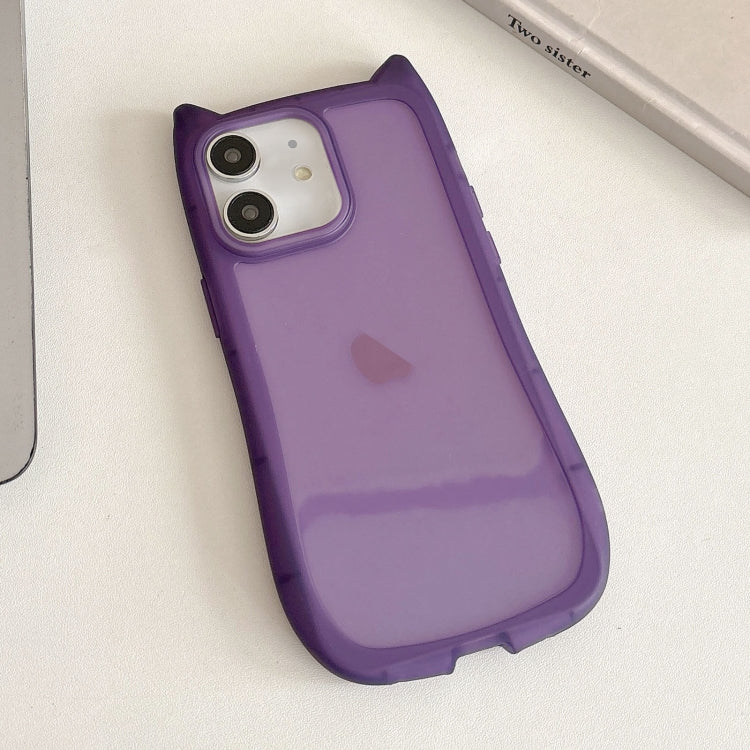 For iPhone 12 Frosted Transparent Cat Head TPU Phone Case