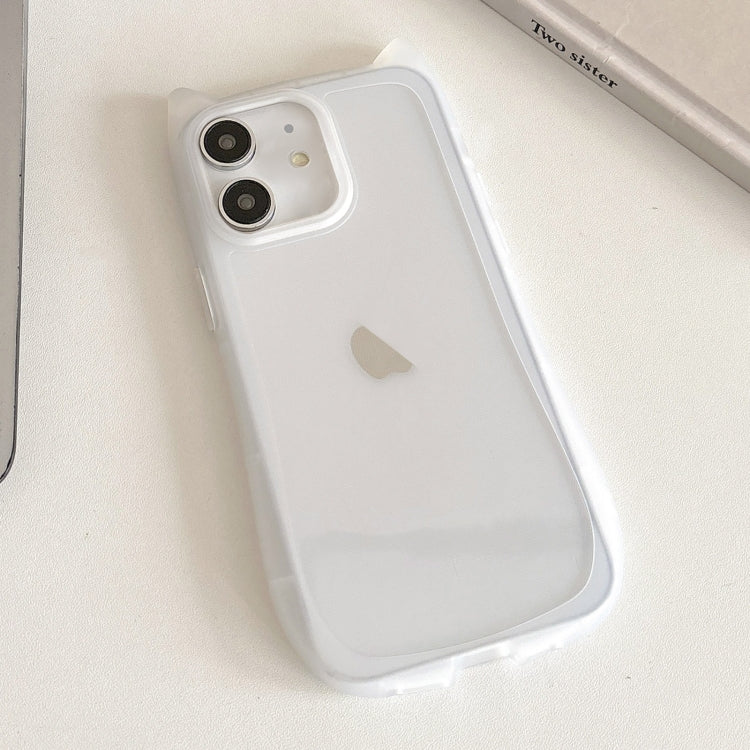 For iPhone 12 Frosted Transparent Cat Head TPU Phone Case