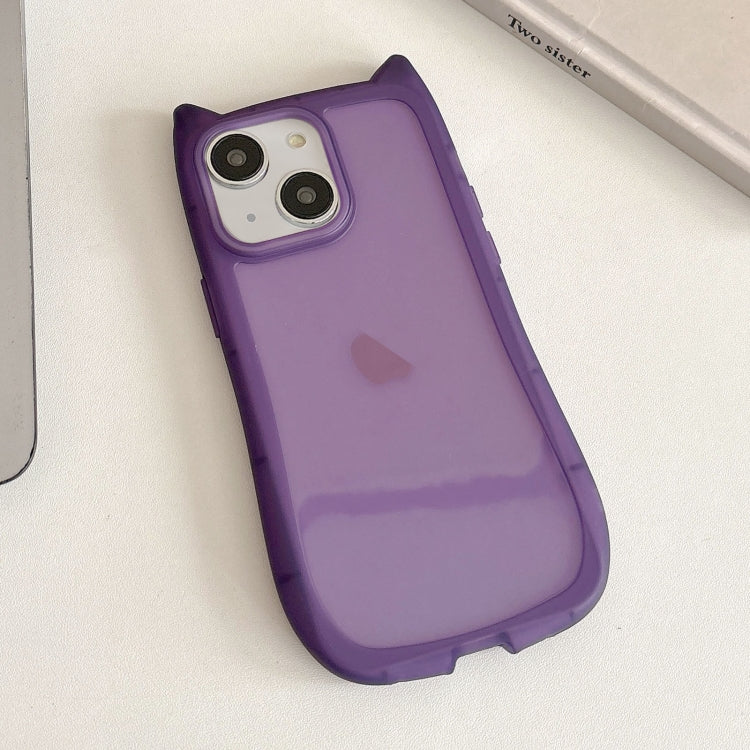 For iPhone 13 Frosted Transparent Cat Head TPU Phone Case