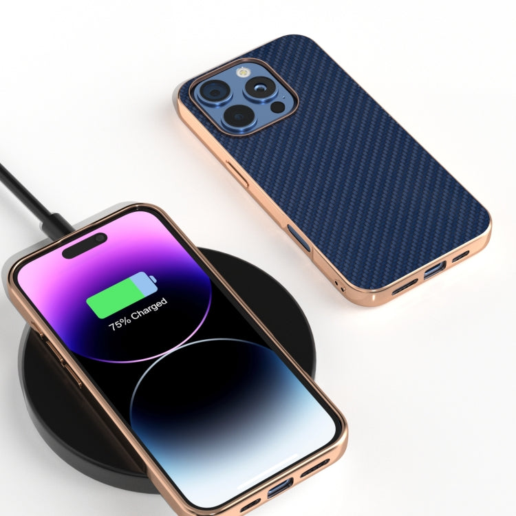 For iPhone 16 Pro Max Nano Electroplating Carbon Fiber Texture Phone Case
