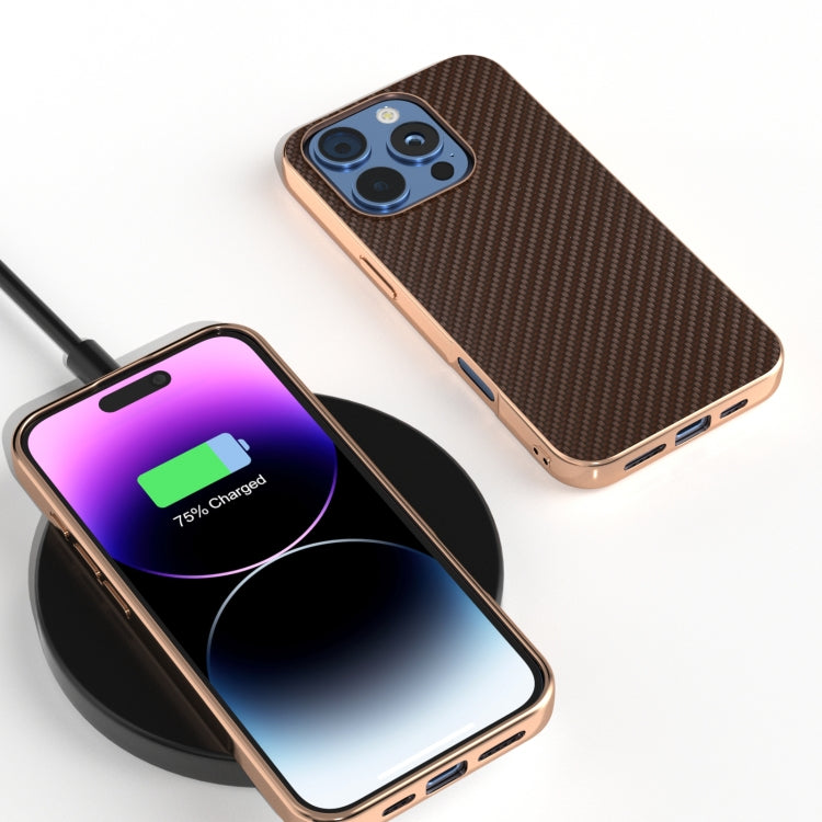 For iPhone 16 Pro Nano Electroplating Carbon Fiber Texture Phone Case