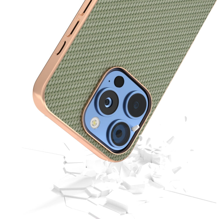 For iPhone 16 Pro Nano Electroplating Carbon Fiber Texture Phone Case