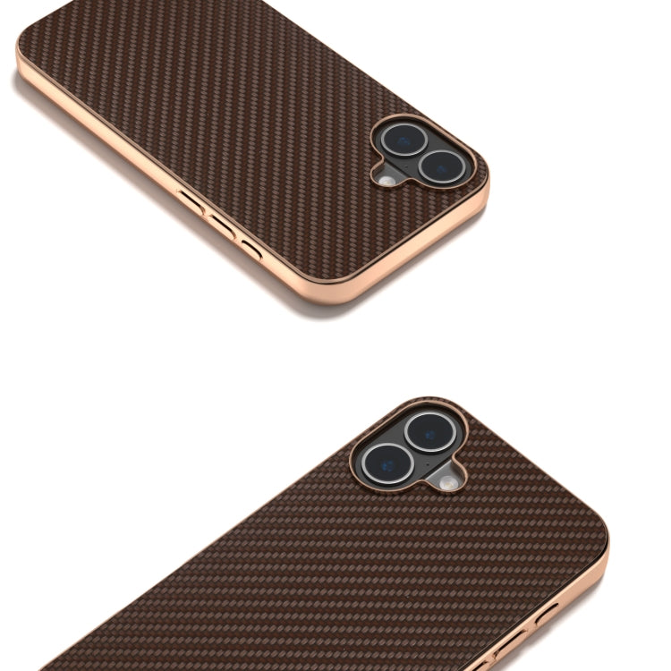 For iPhone 16 Plus Nano Electroplating Carbon Fiber Texture Phone Case