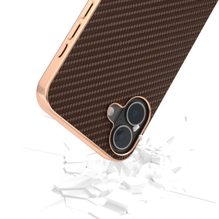 For iPhone 16 Plus Nano Electroplating Carbon Fiber Texture Phone Case