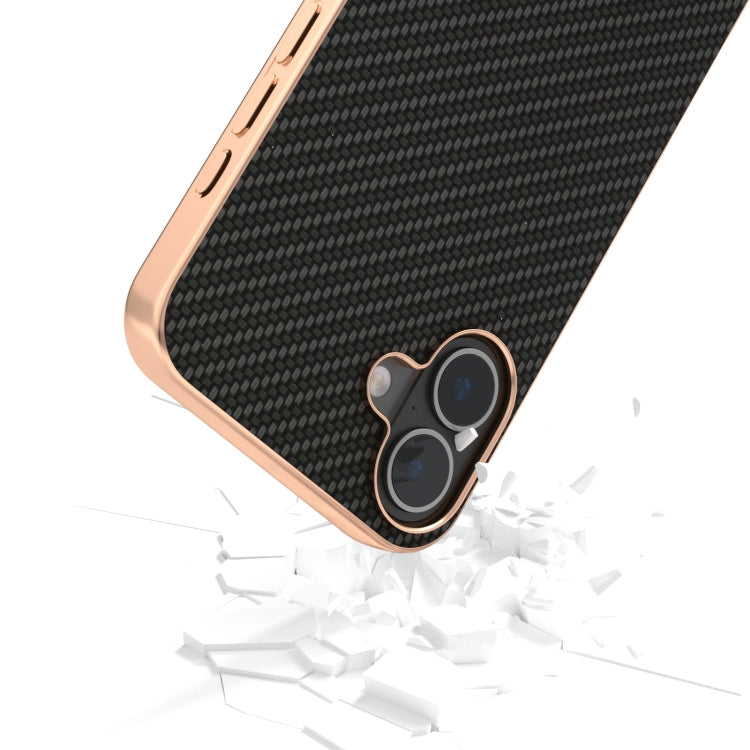For iPhone 16 Plus Nano Electroplating Carbon Fiber Texture Phone Case
