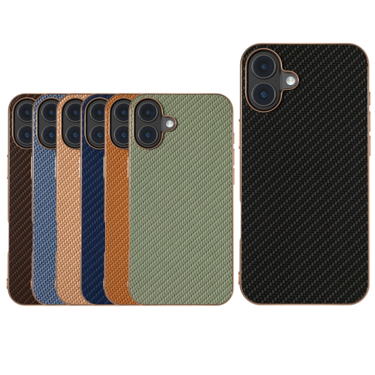 For iPhone 16 Plus Nano Electroplating Carbon Fiber Texture Phone Case