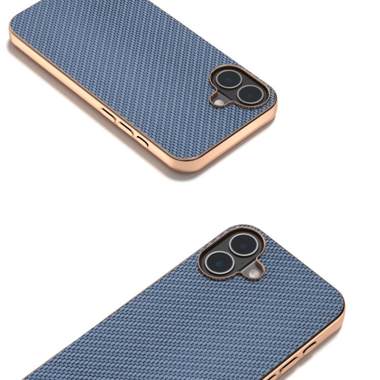 For iPhone 16 Plus Nano Electroplating Carbon Fiber Texture Phone Case