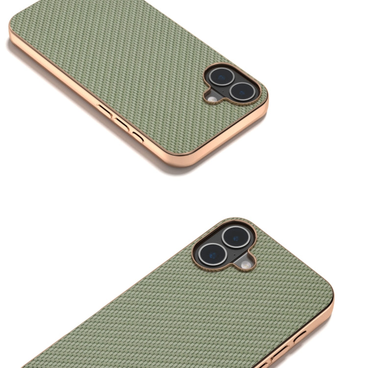 For iPhone 16 Plus Nano Electroplating Carbon Fiber Texture Phone Case