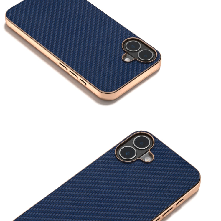 For iPhone 16 Plus Nano Electroplating Carbon Fiber Texture Phone Case