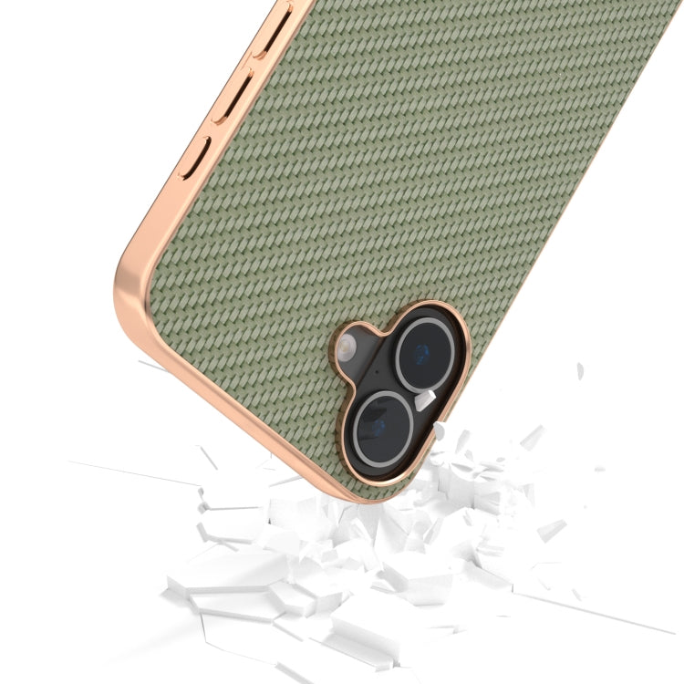 For iPhone 16 Nano Electroplating Carbon Fiber Texture Phone Case