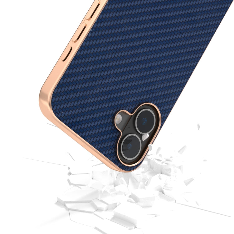 For iPhone 16 Nano Electroplating Carbon Fiber Texture Phone Case
