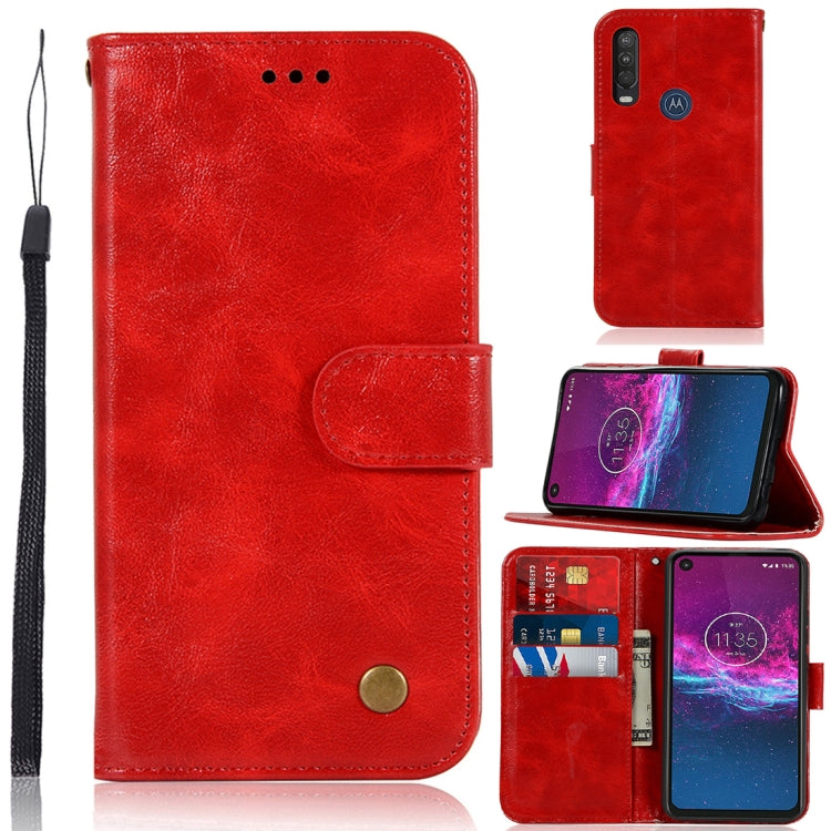 For Motorola Moto P40 Power Copper Buckle Retro Crazy Horse Texture Horizontal Flip Leather Case with Holder & Card Slots & Wallet