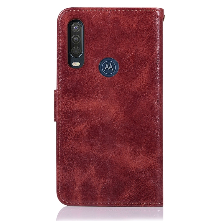 For Motorola Moto P40 Power Copper Buckle Retro Crazy Horse Texture Horizontal Flip Leather Case with Holder & Card Slots & Wallet