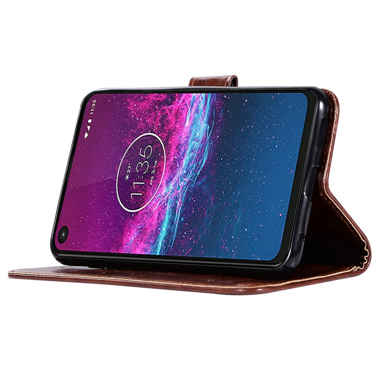 For Motorola Moto P40 Power Copper Buckle Retro Crazy Horse Texture Horizontal Flip Leather Case with Holder & Card Slots & Wallet