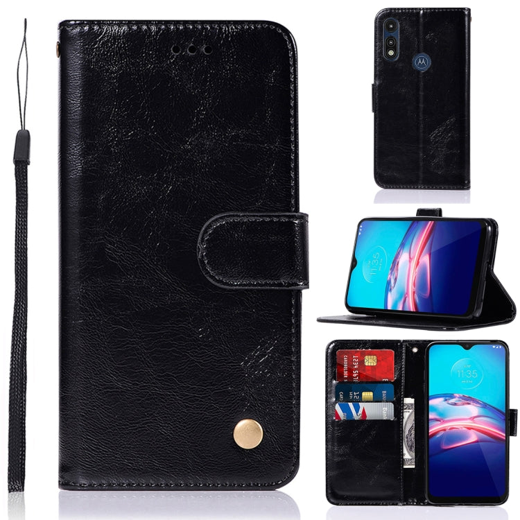 For Motorola Moto E 2020 Copper Buckle Retro Crazy Horse Texture Horizontal Flip Leather Case with Holder & Card Slots & Wallet