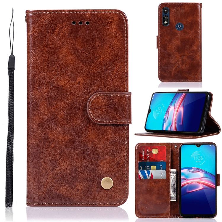 For Motorola Moto E 2020 Copper Buckle Retro Crazy Horse Texture Horizontal Flip Leather Case with Holder & Card Slots & Wallet