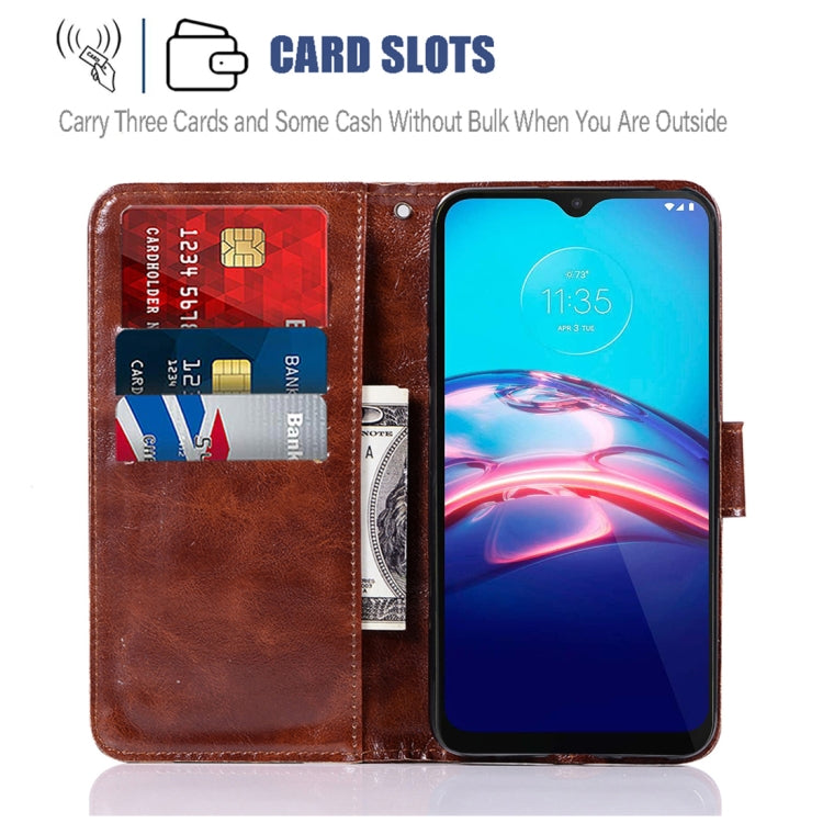 For Motorola Moto E 2020 Copper Buckle Retro Crazy Horse Texture Horizontal Flip Leather Case with Holder & Card Slots & Wallet