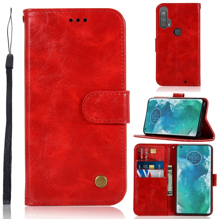 For Motorola Moto Edge Plus Copper Buckle Retro Crazy Horse Texture Horizontal Flip Leather Case with Holder & Card Slots & Wallet
