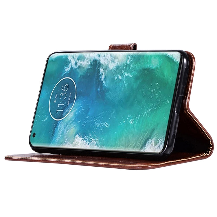 For Motorola Moto Edge Plus Copper Buckle Retro Crazy Horse Texture Horizontal Flip Leather Case with Holder & Card Slots & Wallet