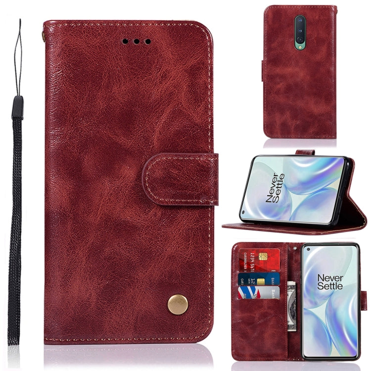 For OnePlus 8 Copper Buckle Retro Crazy Horse Texture Horizontal Flip Leather Case with Holder & Card Slots & Wallet