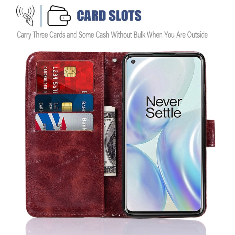 For OnePlus 8 Copper Buckle Retro Crazy Horse Texture Horizontal Flip Leather Case with Holder & Card Slots & Wallet