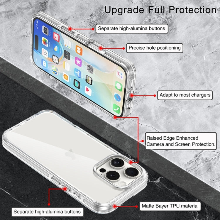 For iPhone 16 Pro Max Metal Buttons PC Hybrid TPU Phone Case - Transparent